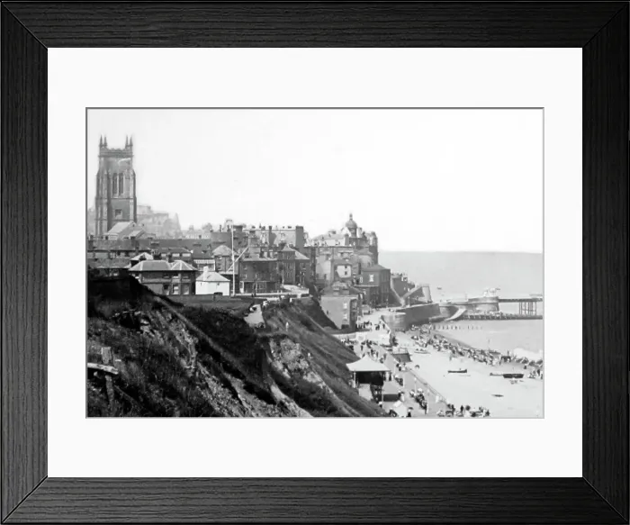 Framed Print : Cromer Church, beach and pier, Victorian period Framed Print : Cromer Church, beach and pier, Victorian period