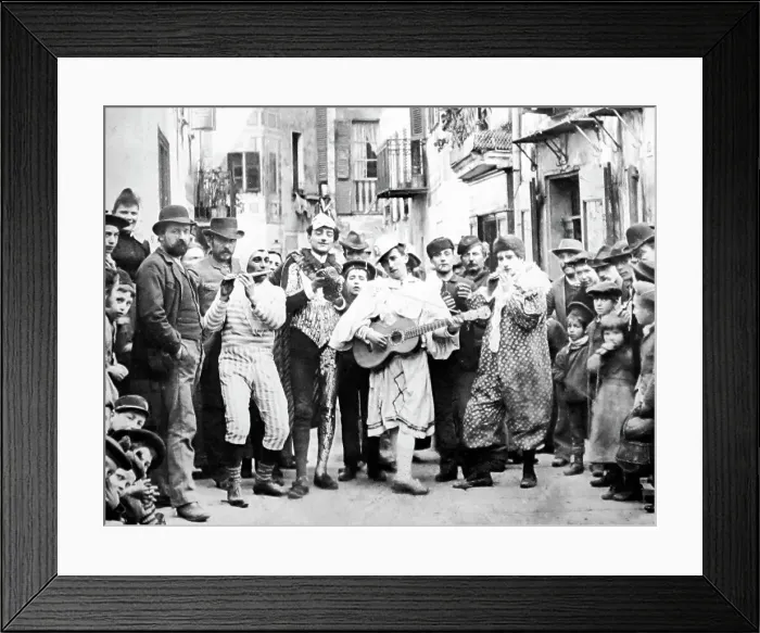 Framed Print : Street entertainers, Villefranche, France, Victorian period Framed Print : Street entertainers, Villefranche, France, Victorian period