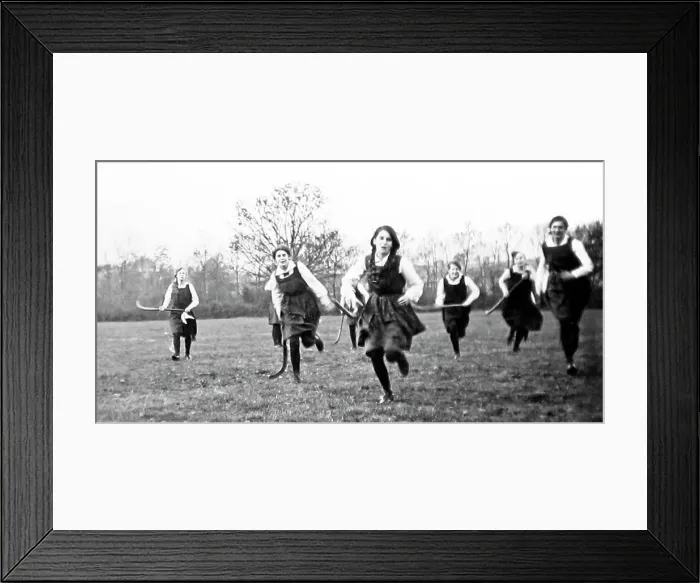 Framed Print : Girls playing Shinty, probably 1920s Framed Print : Girls playing Shinty, probably 1920s