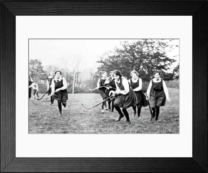 Framed Print : Girls playing Shinty, probably 1920s Framed Print : Girls playing Shinty, probably 1920s