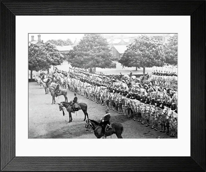 Framed Print : Scots Grays Regiment on parade, Victorian period Framed Print : Scots Grays Regiment on parade, Victorian period