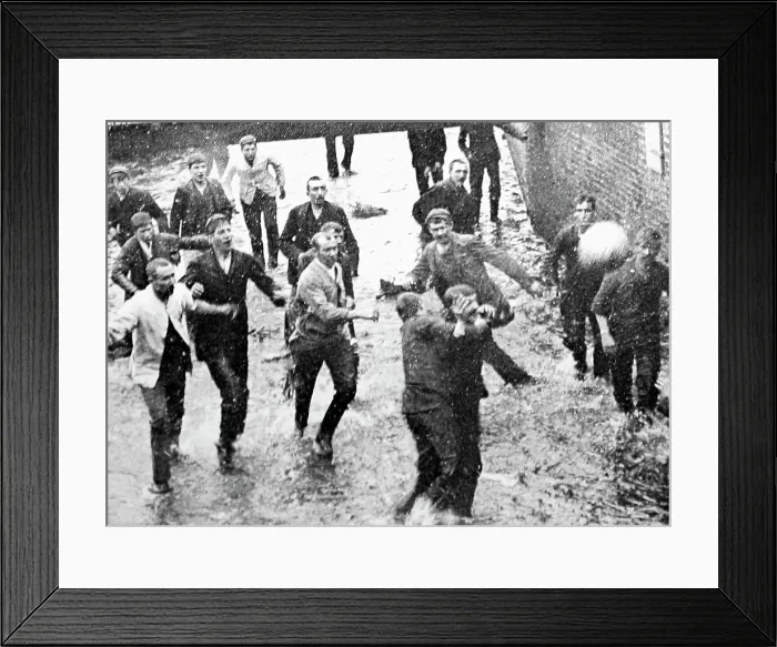Framed Print : Royal Shrovetide Football match, Ashbourne, early 1900s Framed Print : Royal Shrovetide Football match, Ashbourne, early 1900s