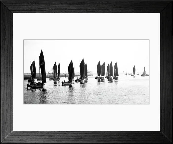 Framed Print : Herring fishing boats, Aberdeen, Scotland, Victorian period Framed Print : Herring fishing boats, Aberdeen, Scotland, Victorian period