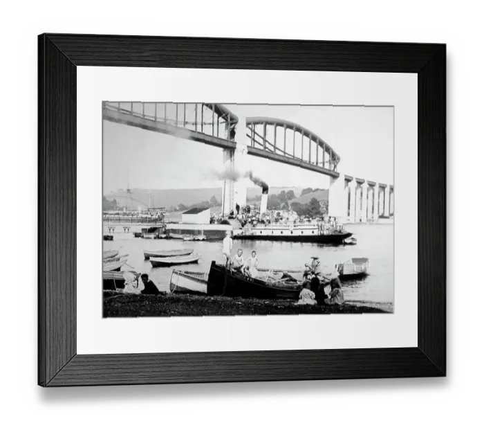 Framed Print : Royal Albert Bridge, Saltash, early 1900s Framed Print : Royal Albert Bridge, Saltash, early 1900s