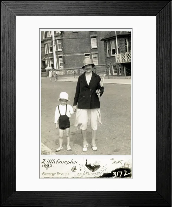 Framed Print : A Mother and her young son on holiday at Littlehampton Framed Print : A Mother and her young son on holiday at Littlehampton