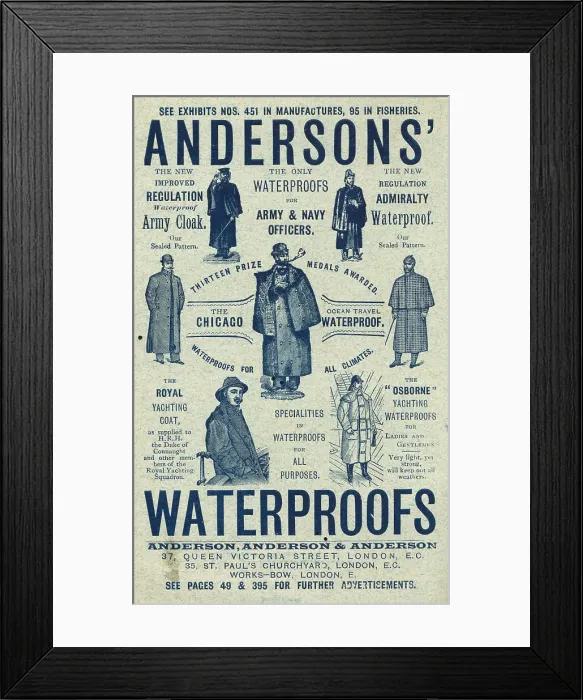 Framed Print : Andersons Waterproofs Advertisement Framed Print : Andersons Waterproofs Advertisement