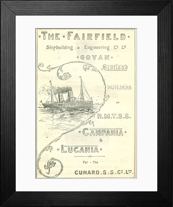 Framed Print : Fairfield Shipping Advertisement Framed Print : Fairfield Shipping Advertisement