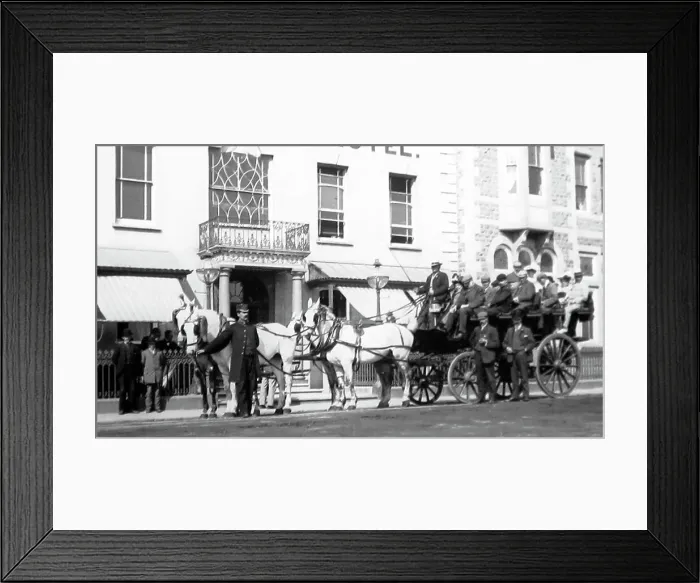 Framed Print : A tourist excursion trip outside the Royal Hotel, Llandudno Framed Print : A tourist excursion trip outside the Royal Hotel, Llandudno