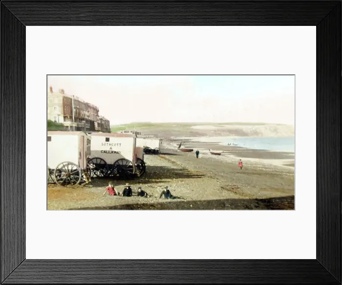 Framed Print : Bathing machines, Sandown Bay, Isle of Wight Framed Print : Bathing machines, Sandown Bay, Isle of Wight