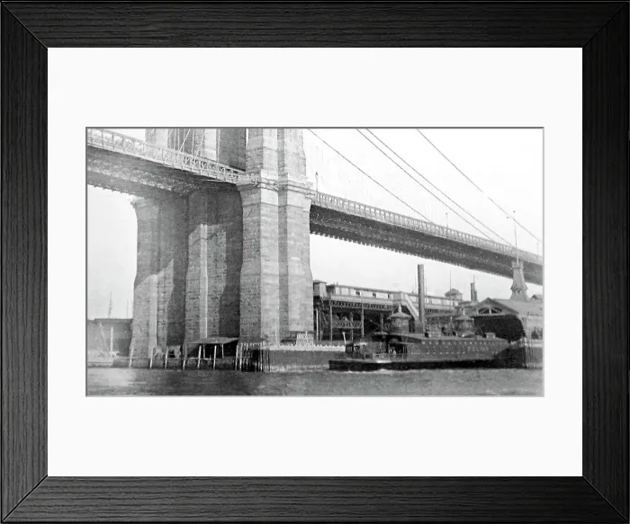 Framed Print : The Fulton Ferry and Brooklyn Bridge, New York, USA Framed Print : The Fulton Ferry and Brooklyn Bridge, New York, USA
