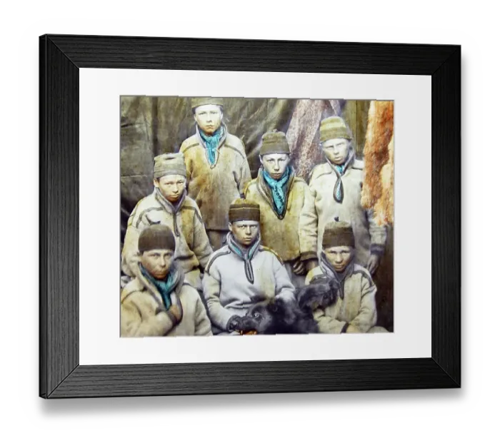 Framed Print : Lapp boys and their dog, Lapland, Norway Framed Print : Lapp boys and their dog, Lapland, Norway