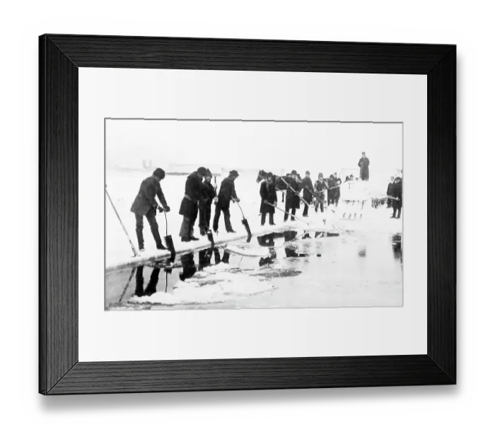 Framed Print : Cutting ice blocks, Canada Framed Print : Cutting ice blocks, Canada