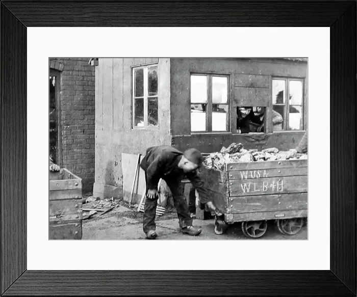 Framed Print : A tally boy at an English coal mine