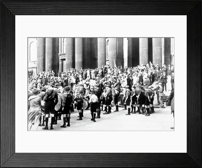 Framed Print : Boy Scouts band outside St. Paul's Cathedral, London Framed Print : Boy Scouts band outside St. Paul's Cathedral, London
