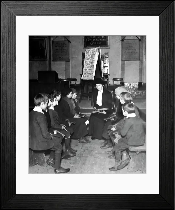 Framed Print : Teacher and children at a Ragged School Framed Print : Teacher and children at a Ragged School