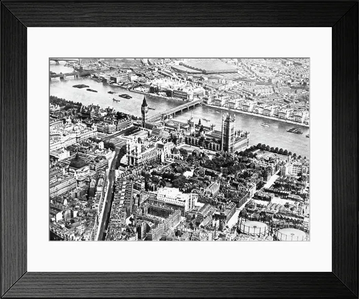 Framed Print : Houses of Parliament, Waterloo Station, London, from the air Framed Print : Houses of Parliament, Waterloo Station, London, from the air