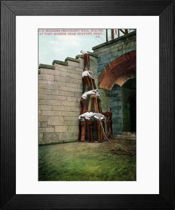 Framed Print : U.S. Soldiers practsing wall scaling at Fort Monroe Framed Print : U.S. Soldiers practsing wall scaling at Fort Monroe