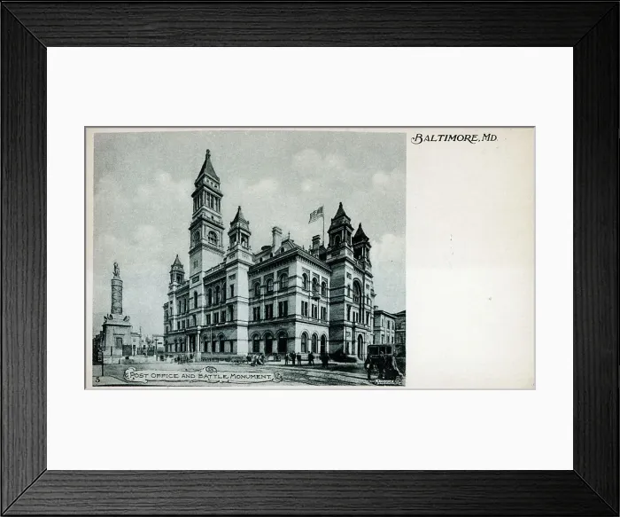 Framed Print : Post Office and Battle Monument, Baltimore, Maryland, USA Framed Print : Post Office and Battle Monument, Baltimore, Maryland, USA
