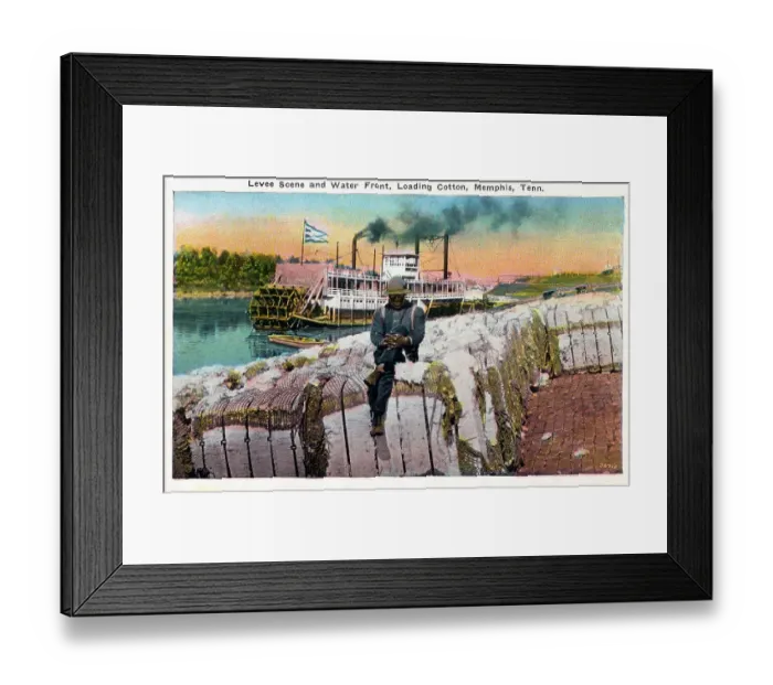 Framed Print : Levee Scene and Water Front, loading Cotton, Memphis Framed Print : Levee Scene and Water Front, loading Cotton, Memphis
