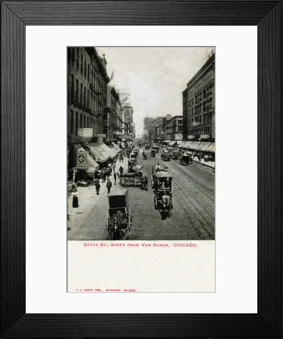 Framed Print : State Street, North from Van Buren, Chicago, Illinois, USA Framed Print : State Street, North from Van Buren, Chicago, Illinois, USA