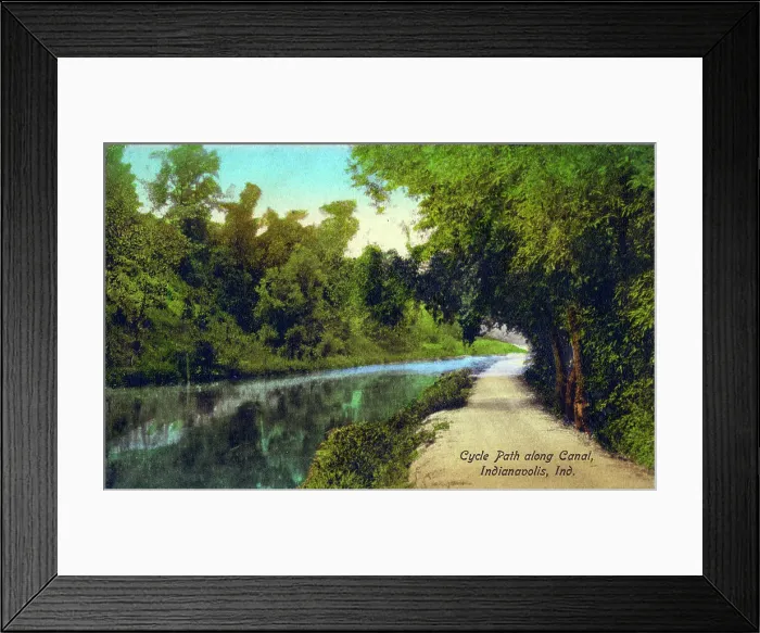 Framed Print : Cycle Path along Canal, Indianapolis, Indiana, USA Framed Print : Cycle Path along Canal, Indianapolis, Indiana, USA