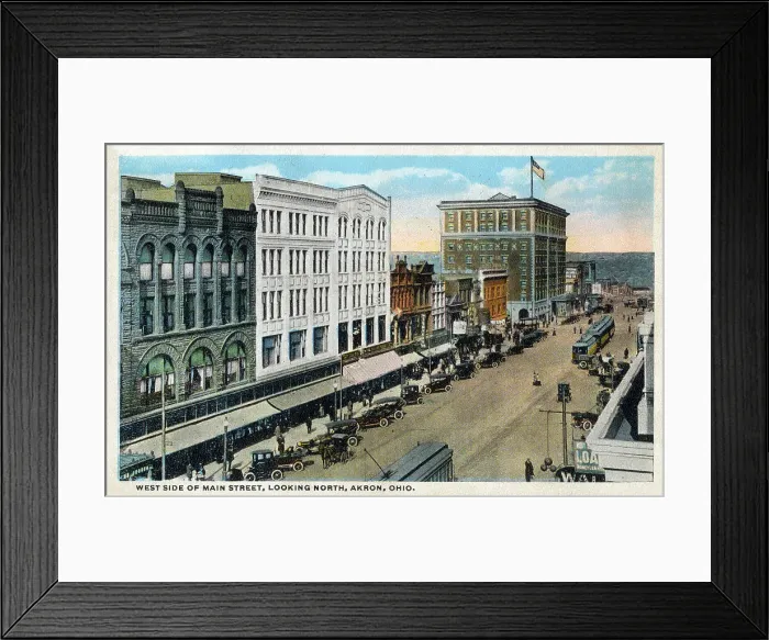 Framed Print : West Side of Main Street, Looking North, Akron, Ohio, USA Framed Print : West Side of Main Street, Looking North, Akron, Ohio, USA