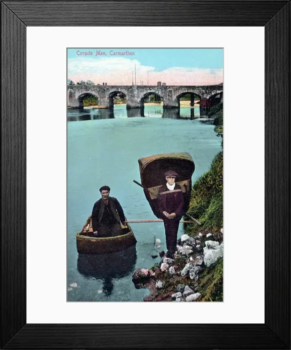 Framed Print : Local men and their coracles - Carmarthen, Wales Framed Print : Local men and their coracles - Carmarthen, Wales