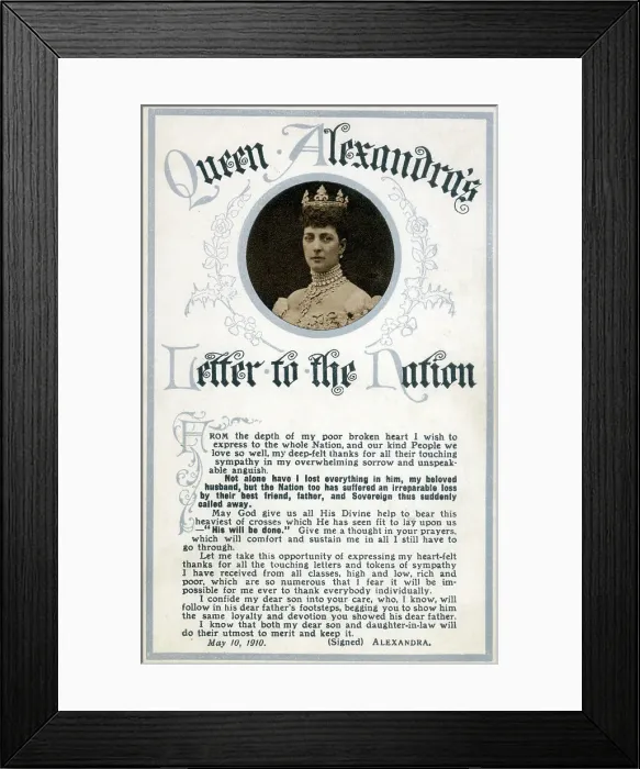 Framed Print : Queen Alexandra's Letter to the Nation Framed Print : Queen Alexandra's Letter to the Nation