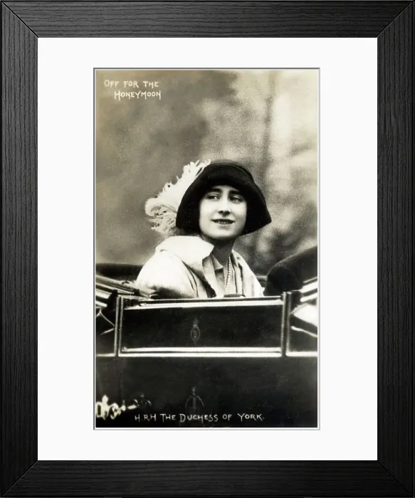 Framed Print : HRH Elizabeth, Duchess of York - Leaving for Honeymoon Framed Print : HRH Elizabeth, Duchess of York - Leaving for Honeymoon