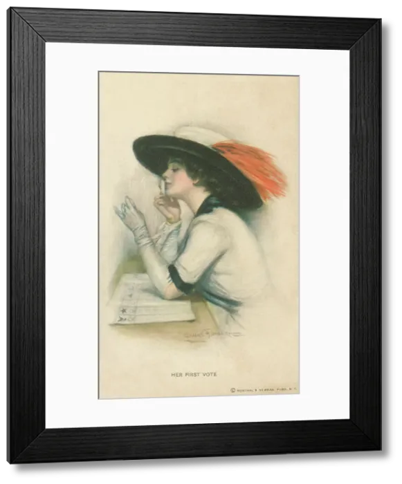 Framed Print : Her First Vote Framed Print : Her First Vote