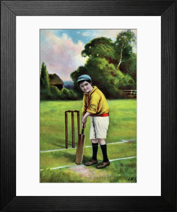 Framed Print : The Century Maker - a young cricketer at the crease Framed Print : The Century Maker - a young cricketer at the crease