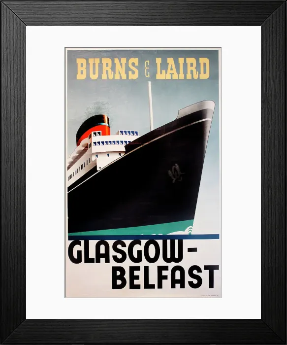 Framed Print : Original Poster - Burns & Laird - Glasgow to Belfast Framed Print : Original Poster - Burns & Laird - Glasgow to Belfast