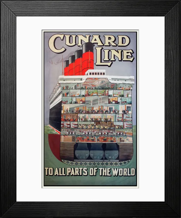 Framed Print : Cunard Line - To All Parts of the World - RMS Aquitania Framed Print : Cunard Line - To All Parts of the World - RMS Aquitania