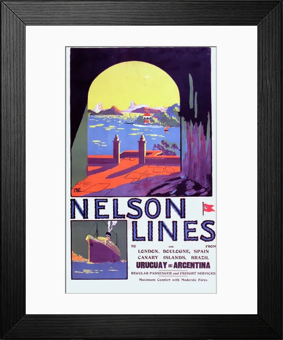 Framed Print : Nelson Lines To Uruguay and Argentina Framed Print : Nelson Lines To Uruguay and Argentina