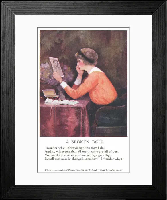 Framed Print : World War I Songcard