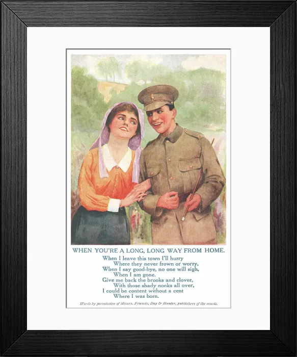 Framed Print : World War I Songcard Framed Print : World War I Songcard