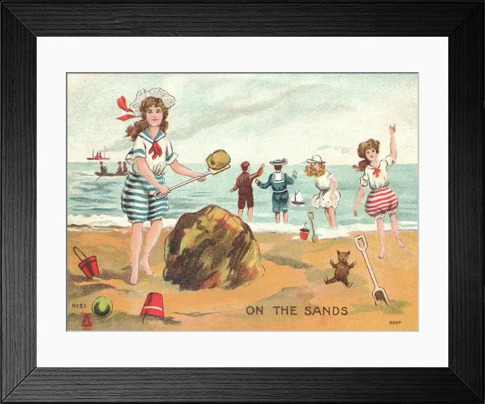 Framed Print : Edwardian Beach Scene Framed Print : Edwardian Beach Scene