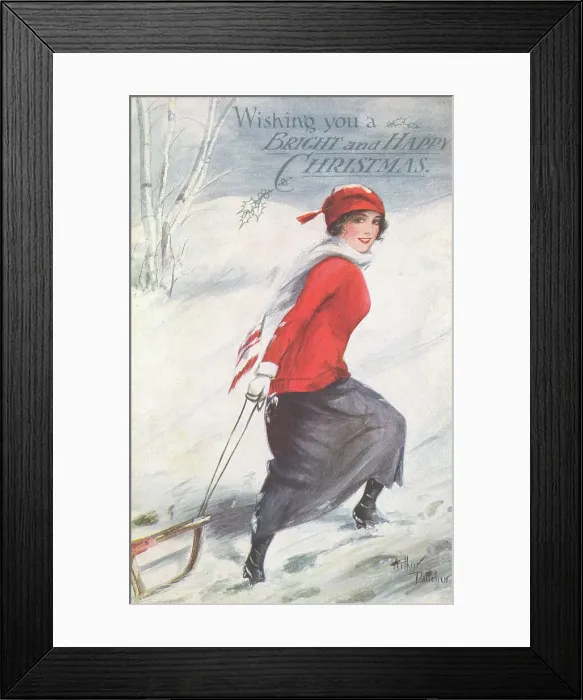 Framed Print : Girl with Toboggan Framed Print : Girl with Toboggan