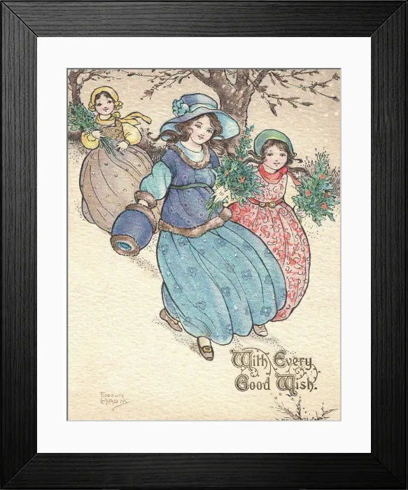 Framed Print : Children with Holly Framed Print : Children with Holly