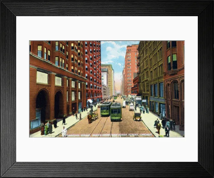Framed Print : Dearborn Street, North from Van Buren Street, Chicago Framed Print : Dearborn Street, North from Van Buren Street, Chicago