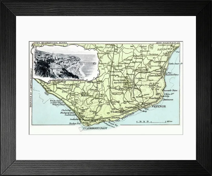 Framed Print : Map of southern section of The Isle of Wight, Hampshire Framed Print : Map of southern section of The Isle of Wight, Hampshire
