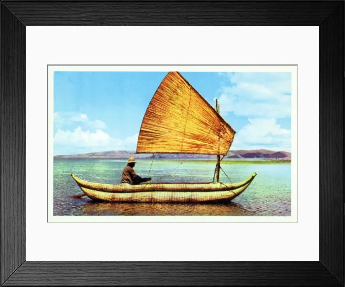 Framed Print : Reed boat on Lake Titicaca in Bolivia, South America Framed Print : Reed boat on Lake Titicaca in Bolivia, South America