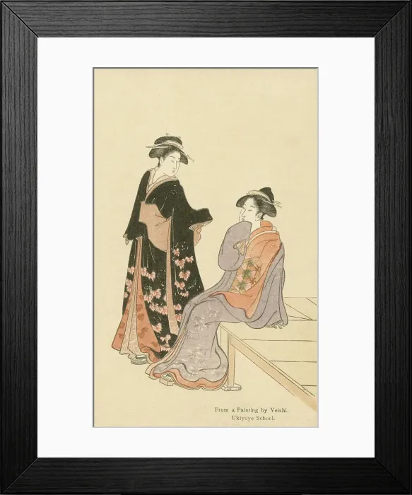 Framed Print : Two Geisha by Chobunsai Eishi Framed Print : Two Geisha by Chobunsai Eishi