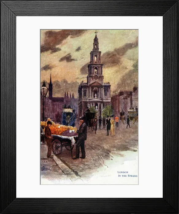Framed Print : Scene in The Strand, London - fruit seller with barrow Framed Print : Scene in The Strand, London - fruit seller with barrow
