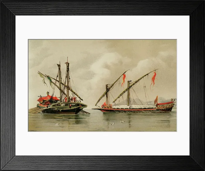 Framed Print : History of navigation. 16th century galleys Framed Print : History of navigation. 16th century galleys