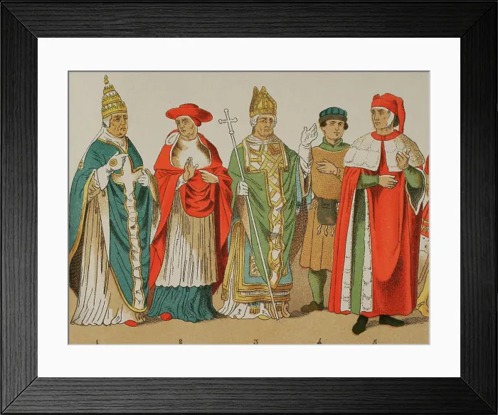Framed Print : History of Italy. 1300. From left to right: Pope Framed Print : History of Italy. 1300. From left to right: Pope