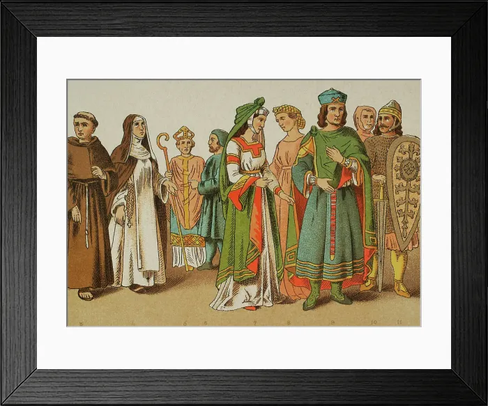 Framed Print : History of Italy. 1200. From left to right: Franciscan Framed Print : History of Italy. 1200. From left to right: Franciscan