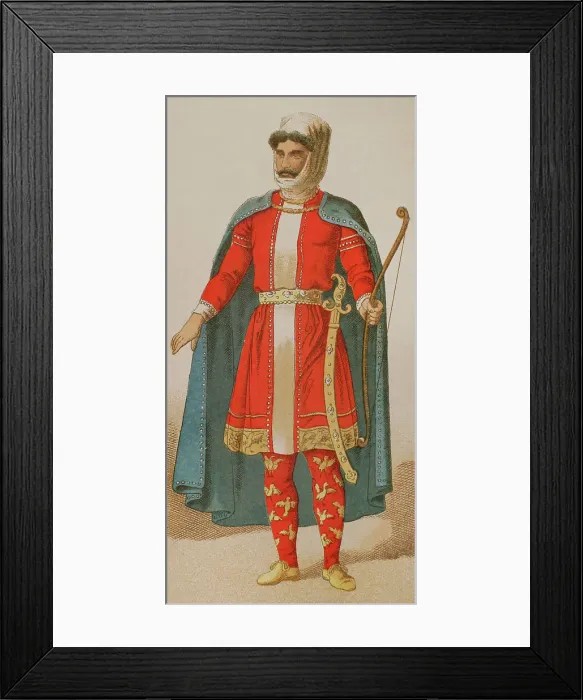 Framed Print : History of Italy. 1300. King wearing battle-dress Framed Print : History of Italy. 1300. King wearing battle-dress
