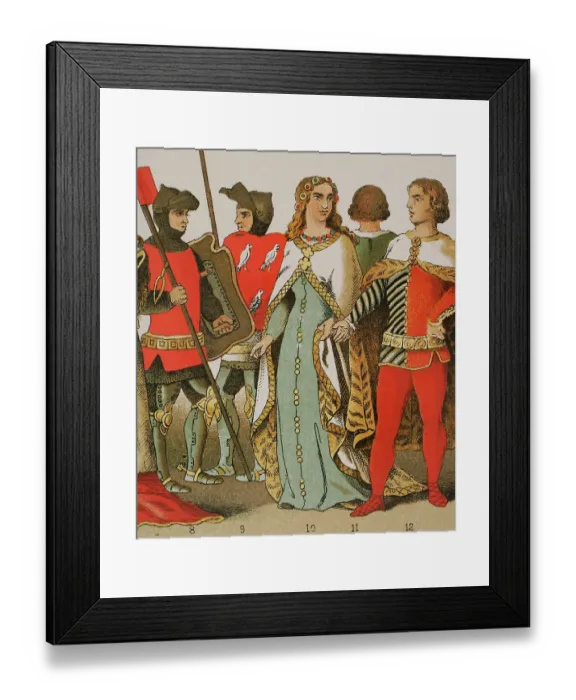 Framed Print : History of Spain. 1300. Warriors and nobles Framed Print : History of Spain. 1300. Warriors and nobles