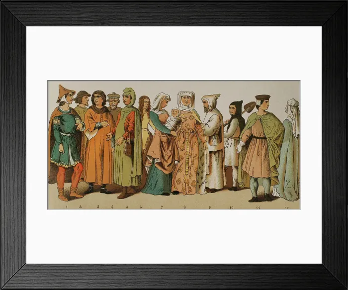 Framed Print : History of France. 1200. From left to right: ordinary Framed Print : History of France. 1200. From left to right: ordinary